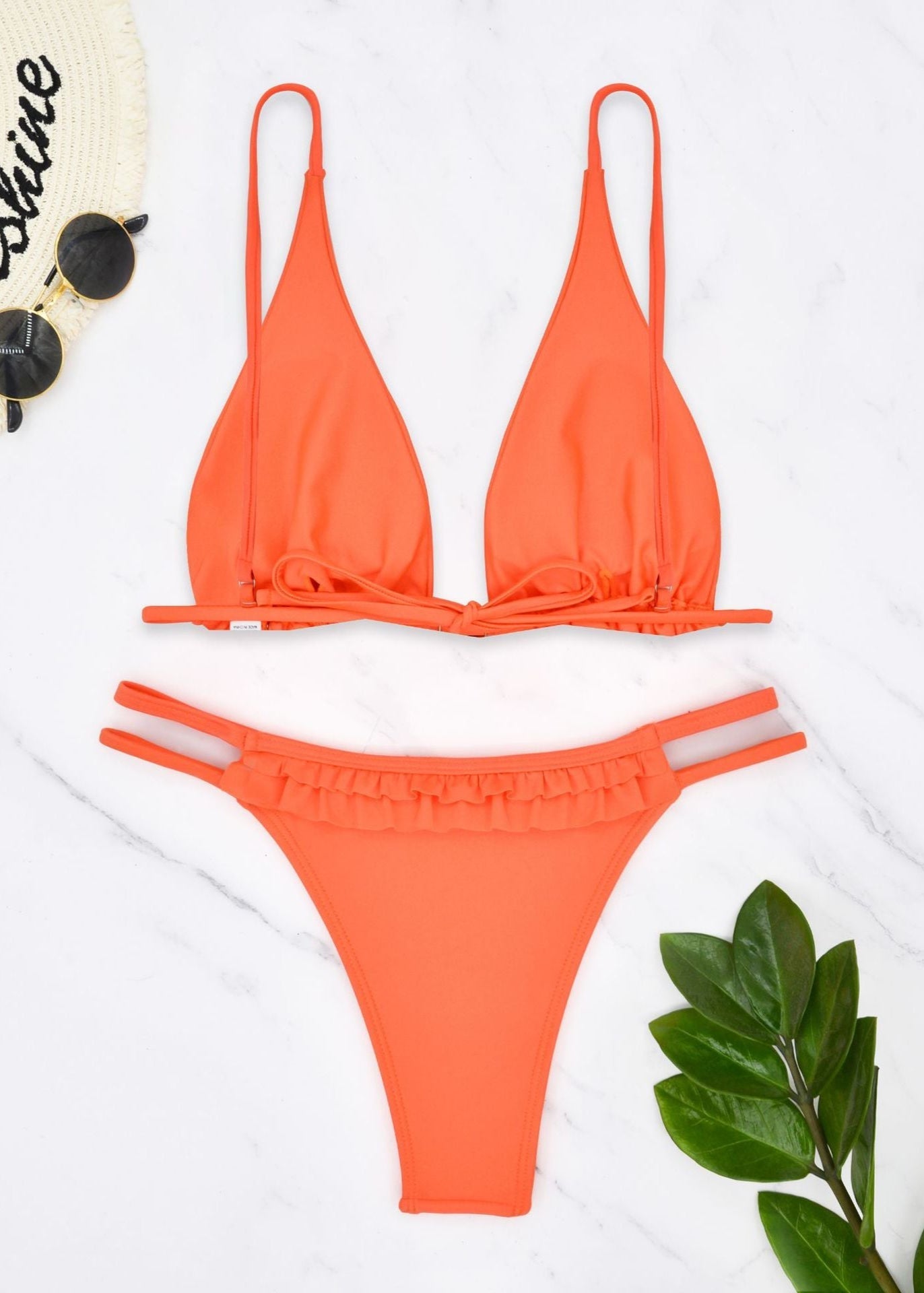 Rosé Glow - One-Piece Swimsuit with Ruffle Trim & Gold Charm