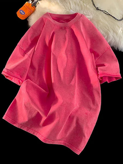 100% Combed Cotton T-shirt Acid Washed T Shirt For Men Unisex Vintage T-shirt Y2k Casual Top Tee Men’s Clothing