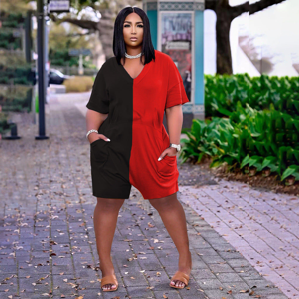 Summer Casual Loose Contrast Color Romper