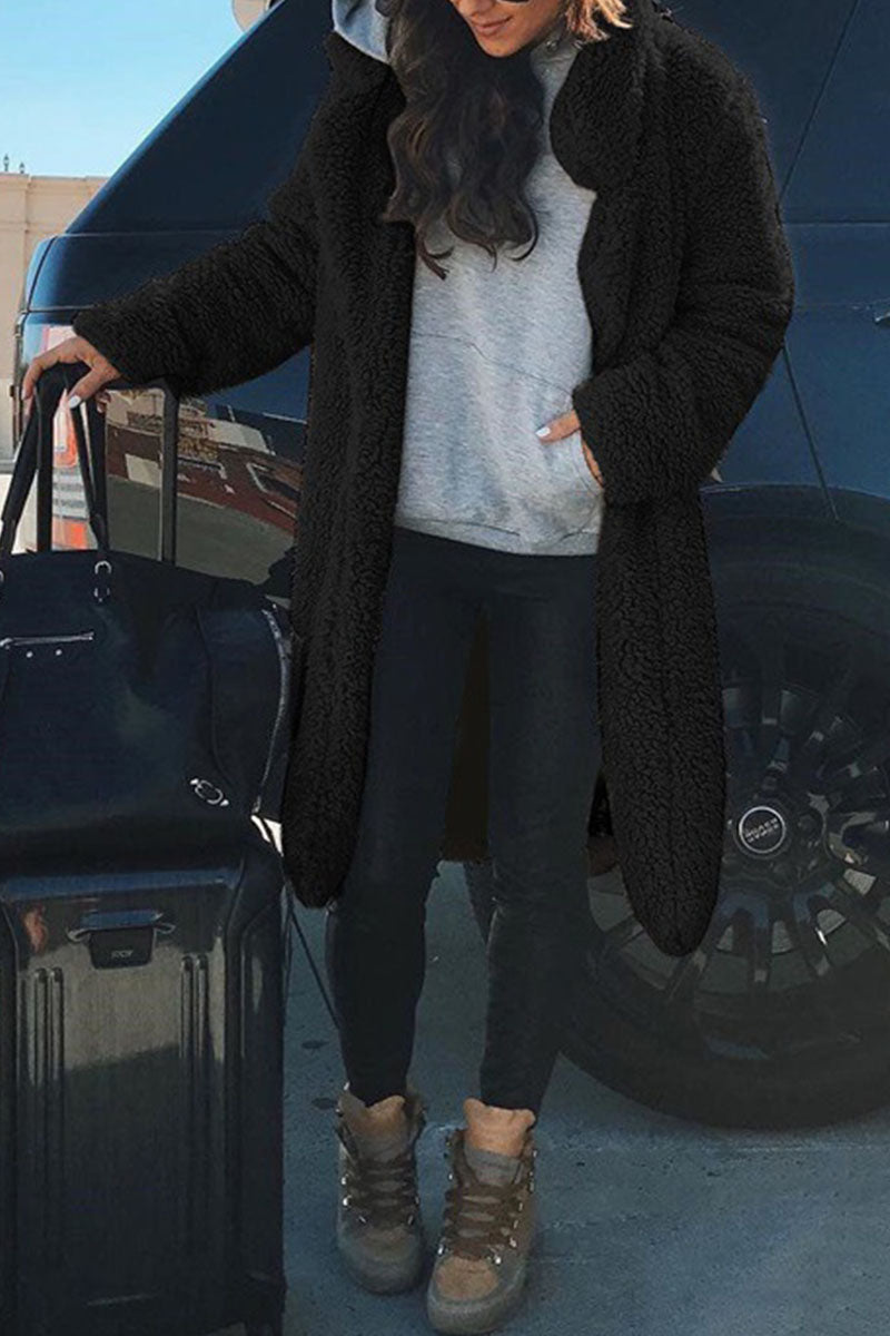 Moda Casual Sólido Cárdigan Cuello Camisa Prenda Exterior