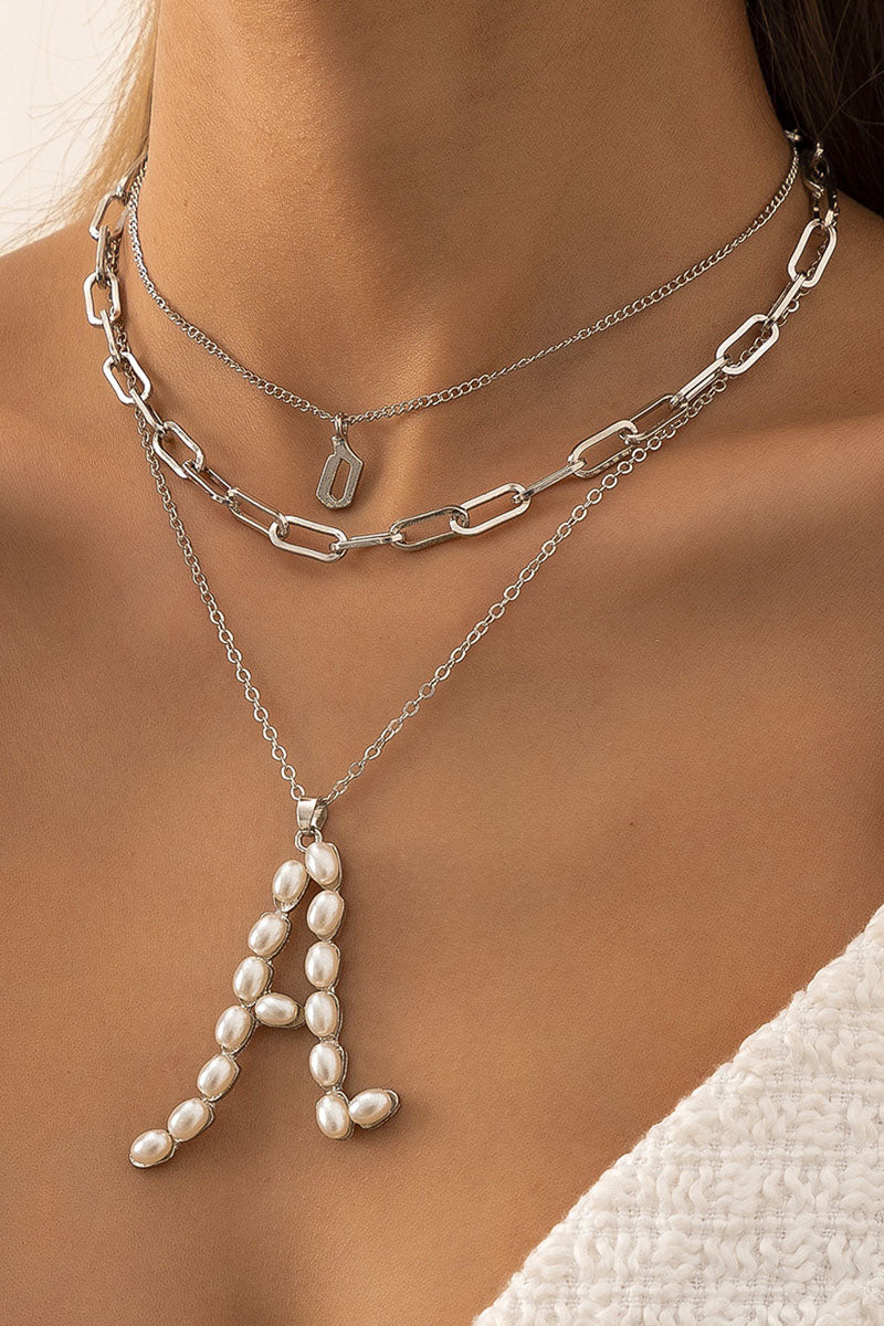 Collares de patchwork lisos con letras de simplicidad de moda