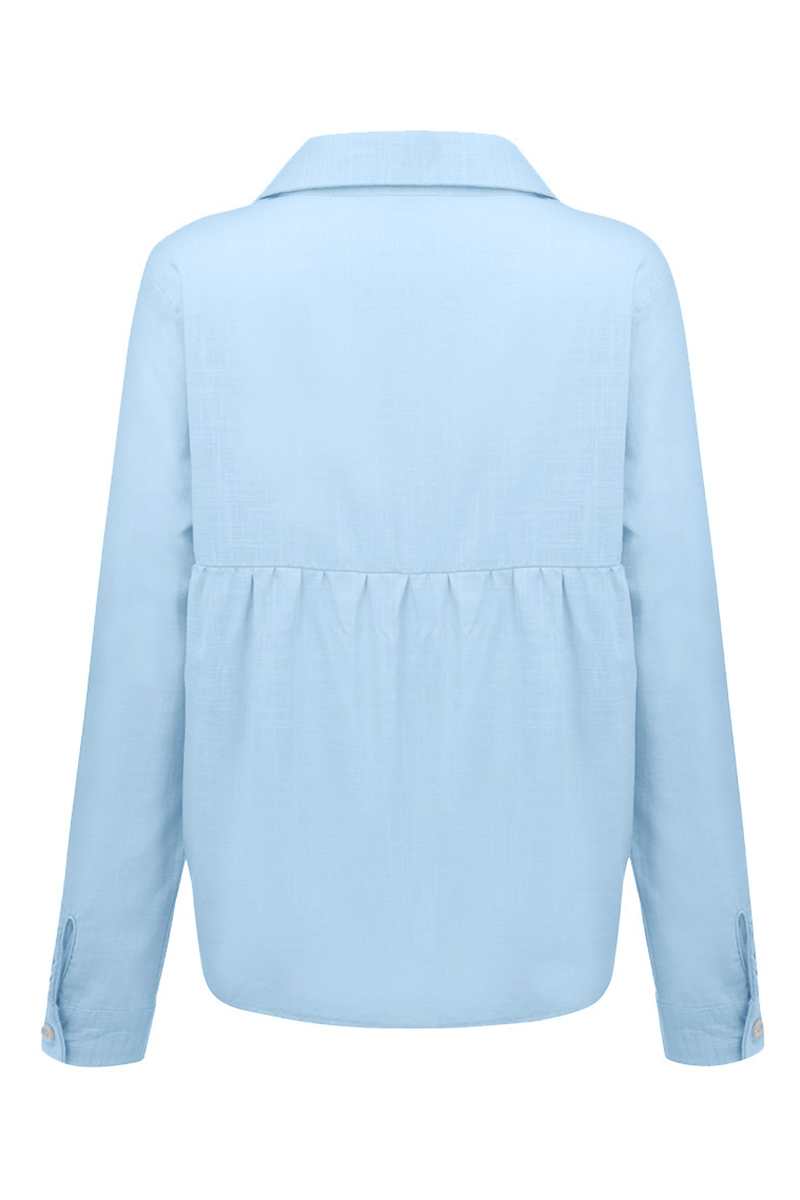 Blusas casuales con cuello camisero y hebilla sólida (4 colores)