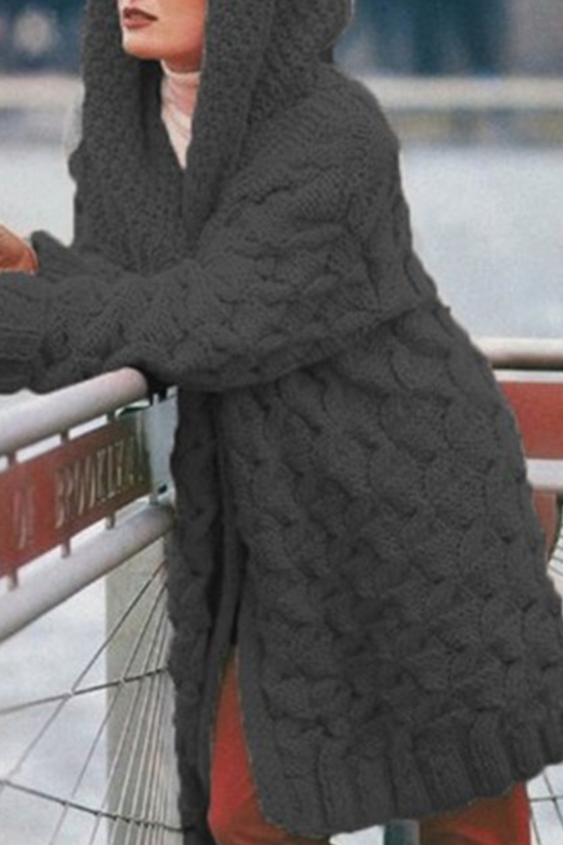 Tops casuales con cuello con capucha y abertura en un solo color