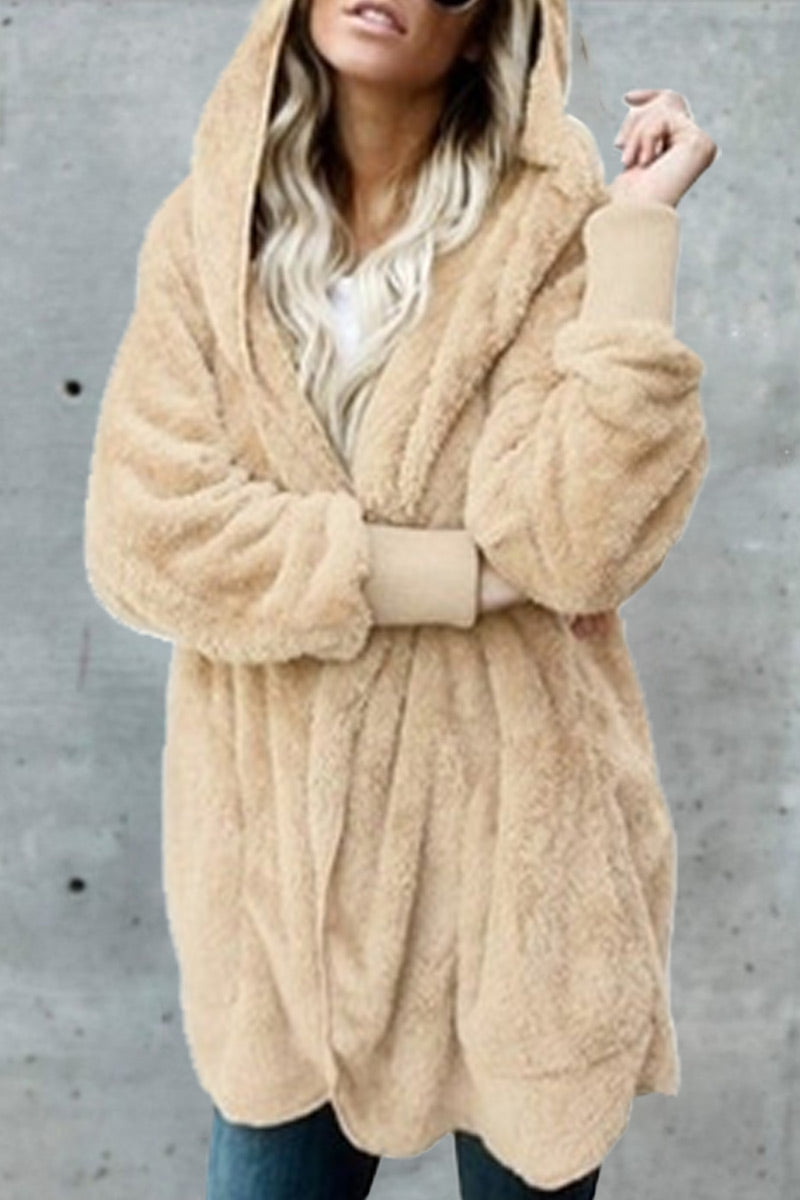 Prendas de abrigo informales de moda con cuello y capucha, unicolores y divididos (12 colores)