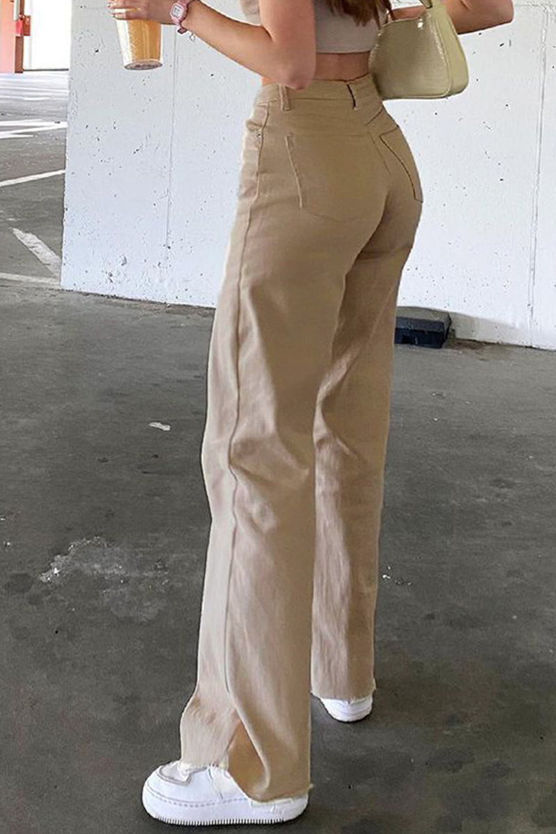 Pantalones casuales de corte acampanado lisos con altavoz (3 colores)