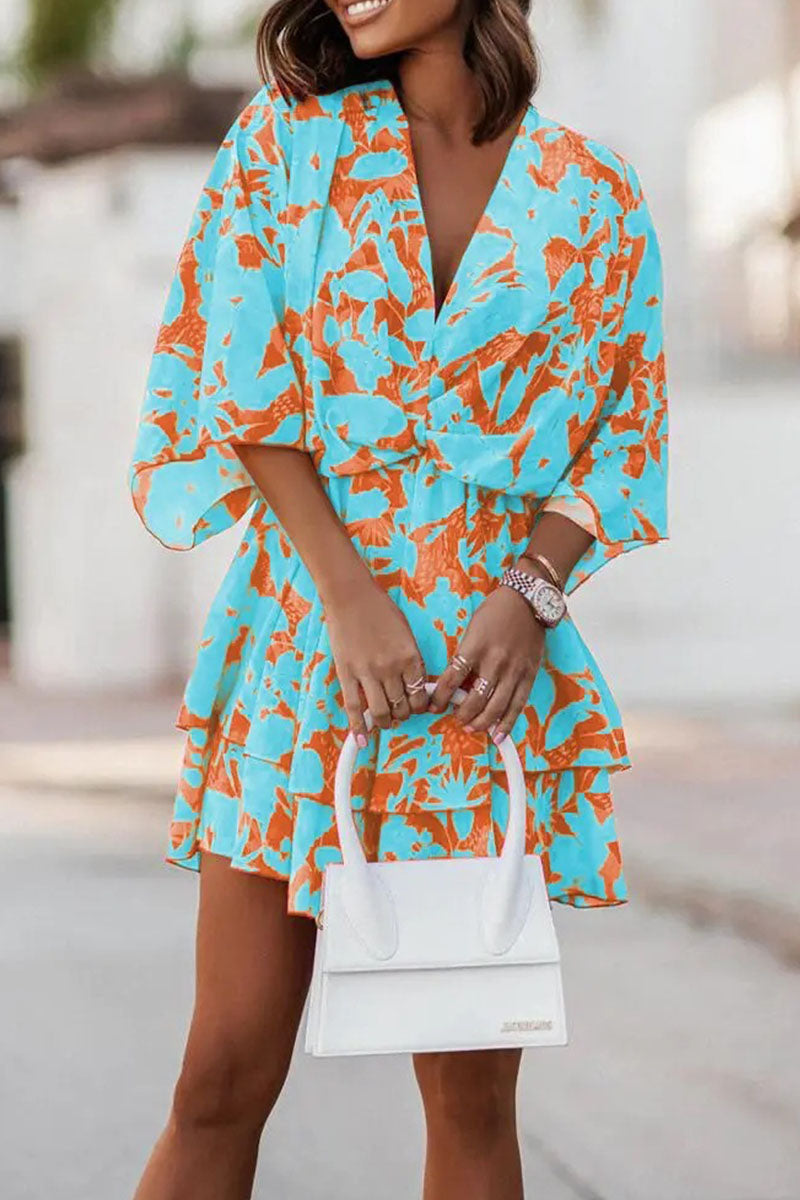 Vestidos casuales con cuello en V y estampado de patchwork (5 colores)