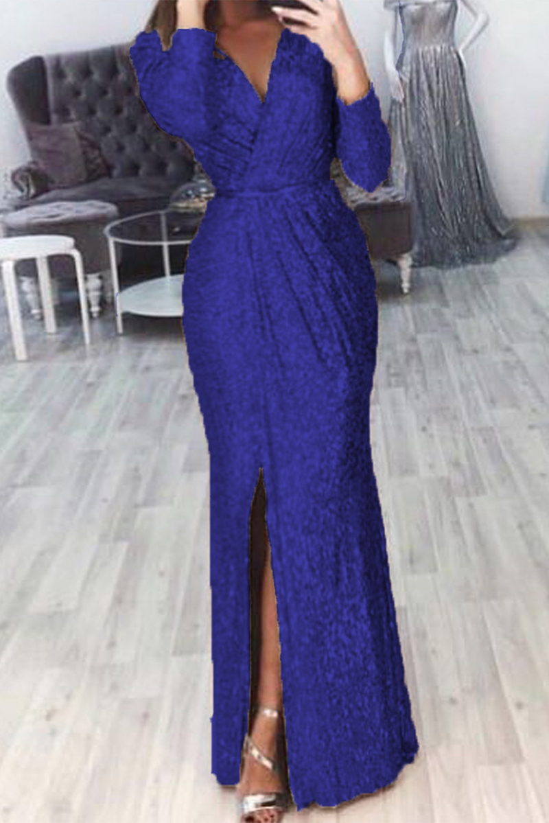 Vestidos casuales de corte sirena con cuello en V y patchwork (7 colores)