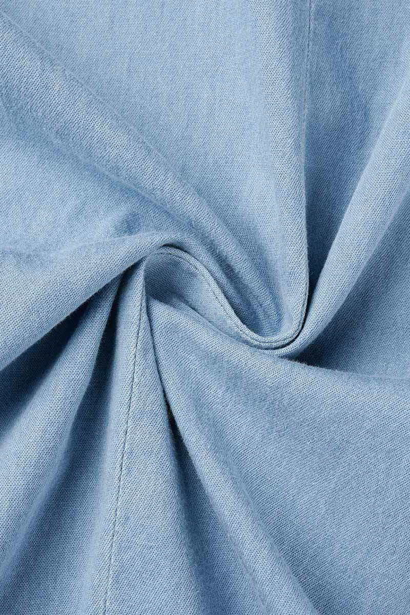 Casual Street Solid Frenulum Buckle Turndown Collar Short Sleeve Regular Denim Dresses