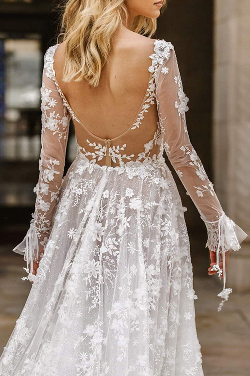 Vestido de noche formal de encaje liso con patchwork y escote en V