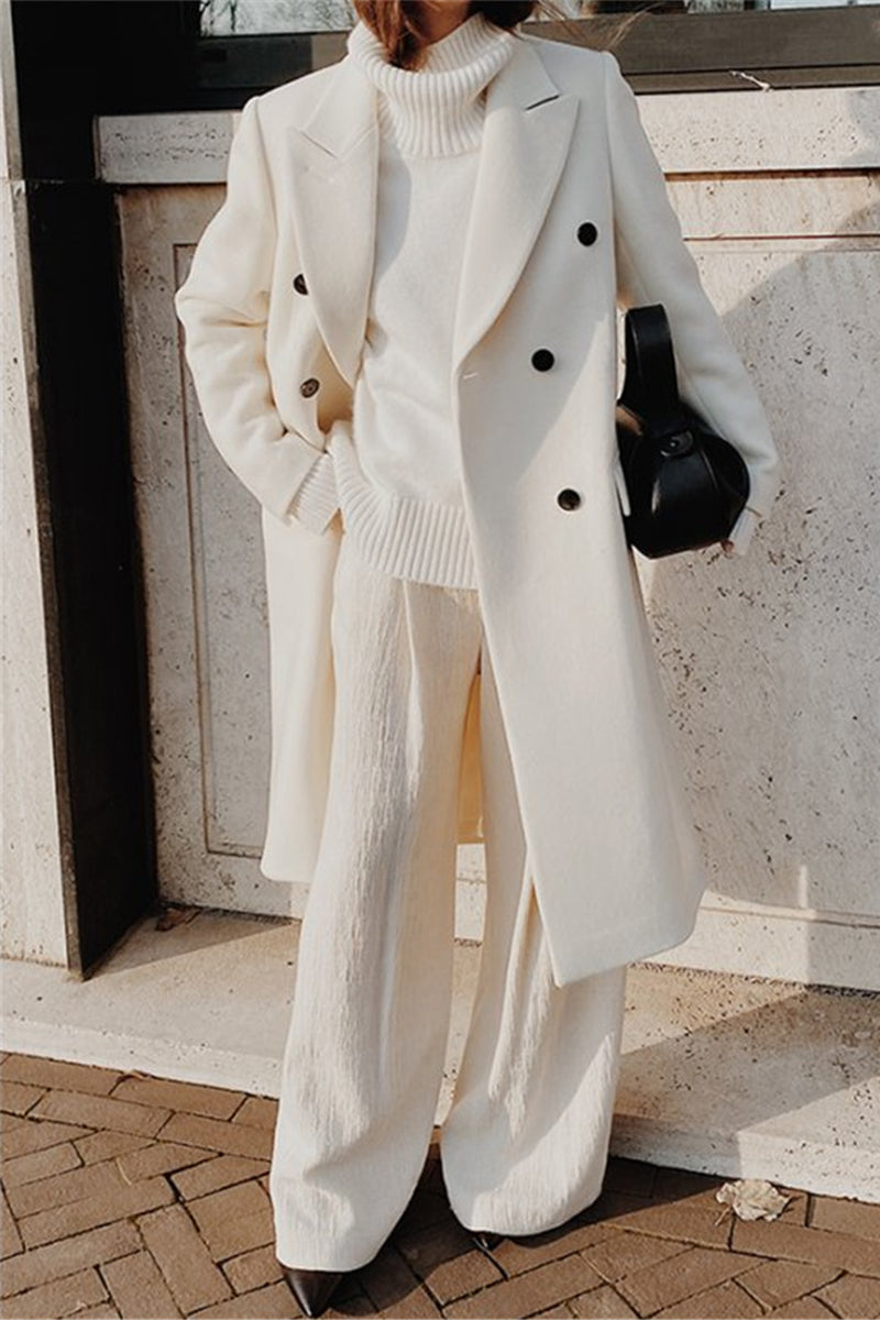 Prenda exterior elegante de estilo británico con botones sólidos y cuello vuelto