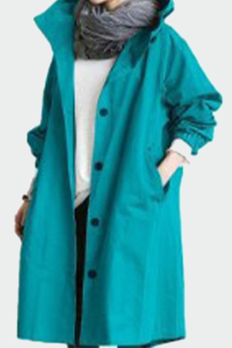 Prendas de abrigo con cuello y capucha, botones y bolsillos sólidos de estilo británico