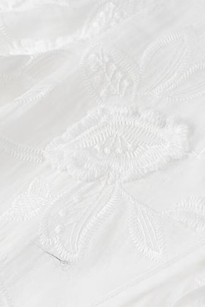 Dulce y elegante top de encaje sólido con frenillo y lazo en el cuello redondo