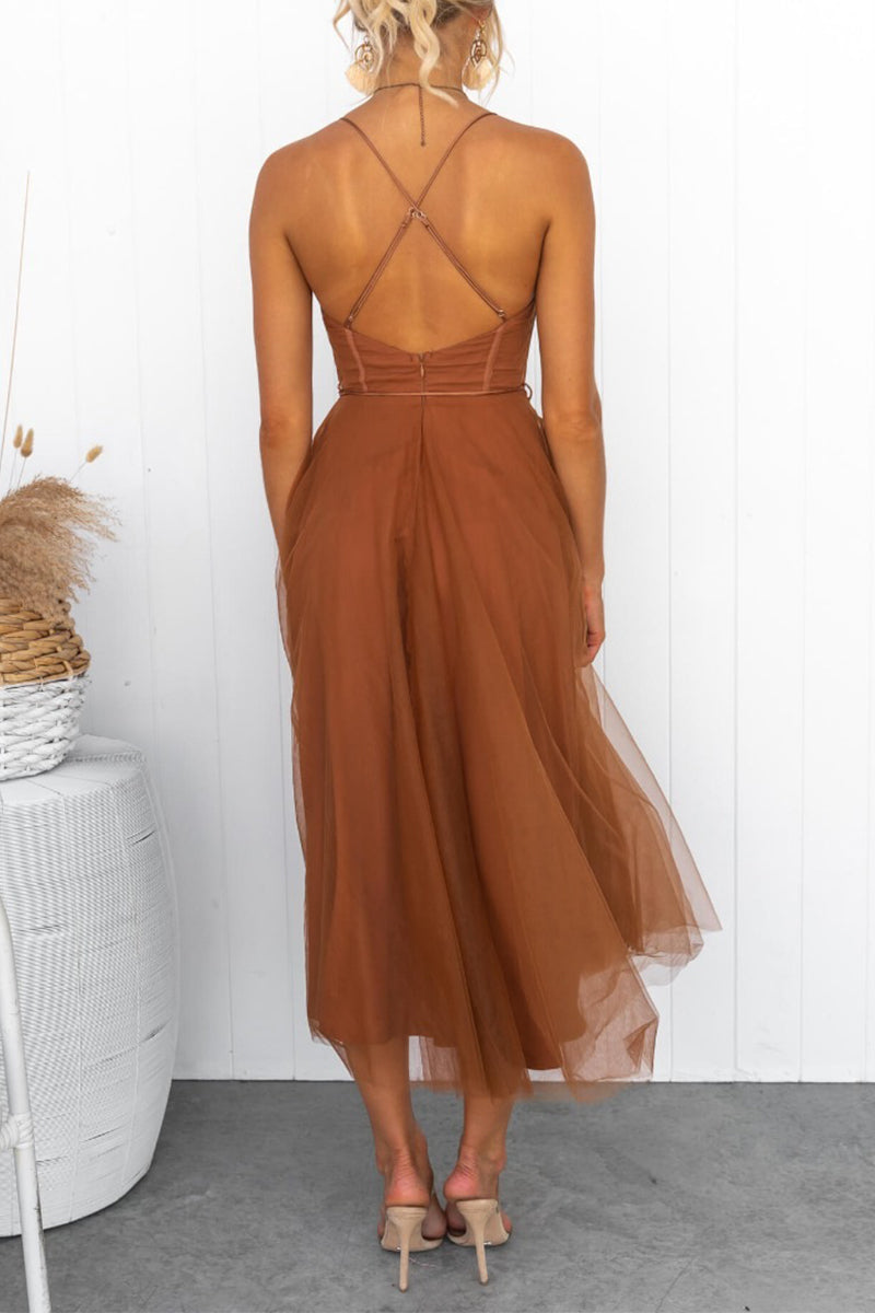 Vestidos de princesa sexys de malla sólida (3 colores)