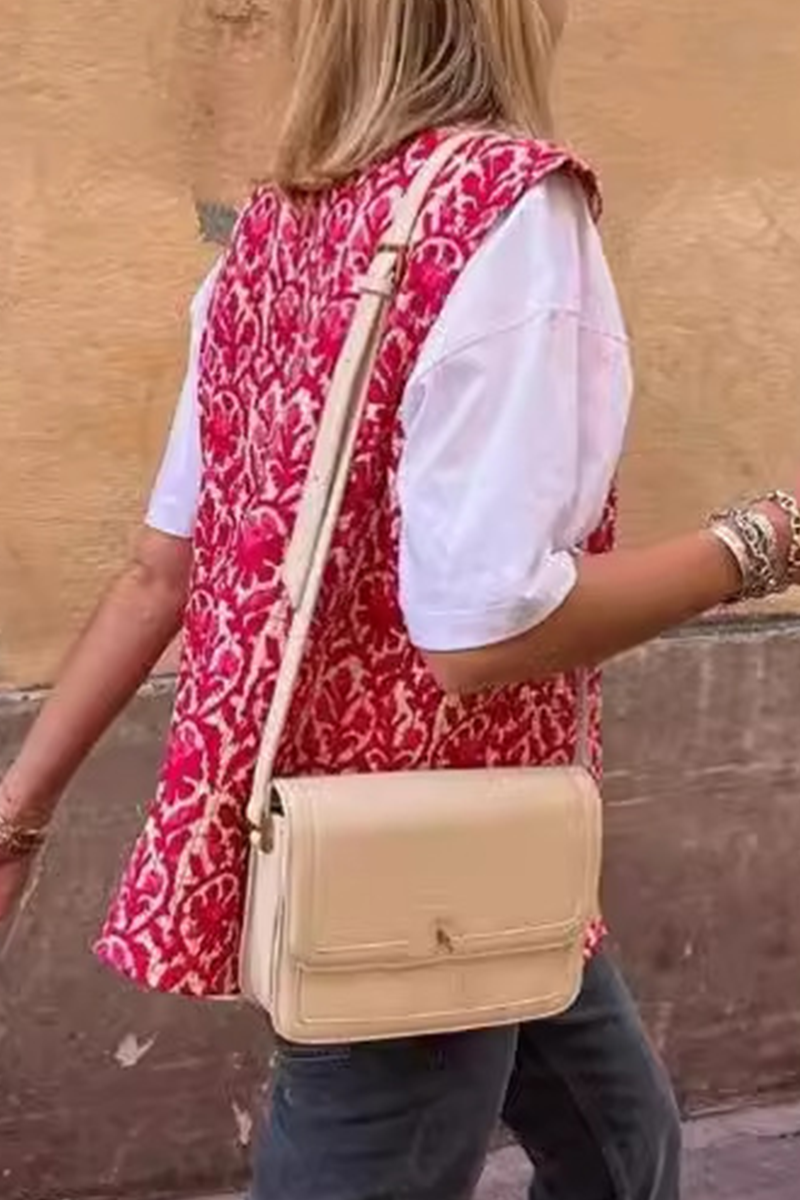 Tops casuales de patchwork con estampado geométrico