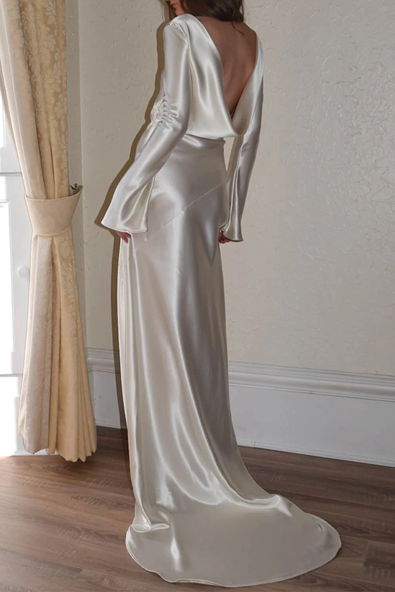 Vestidos de noche sexys con escote redondo y espalda descubierta para fiesta de graduación