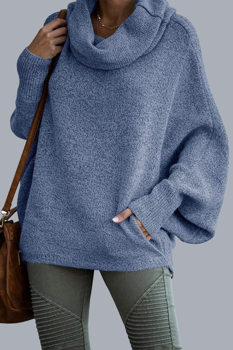 Suéteres casuales de cuello y bufanda con bolsillo para uso diario (6 colores)