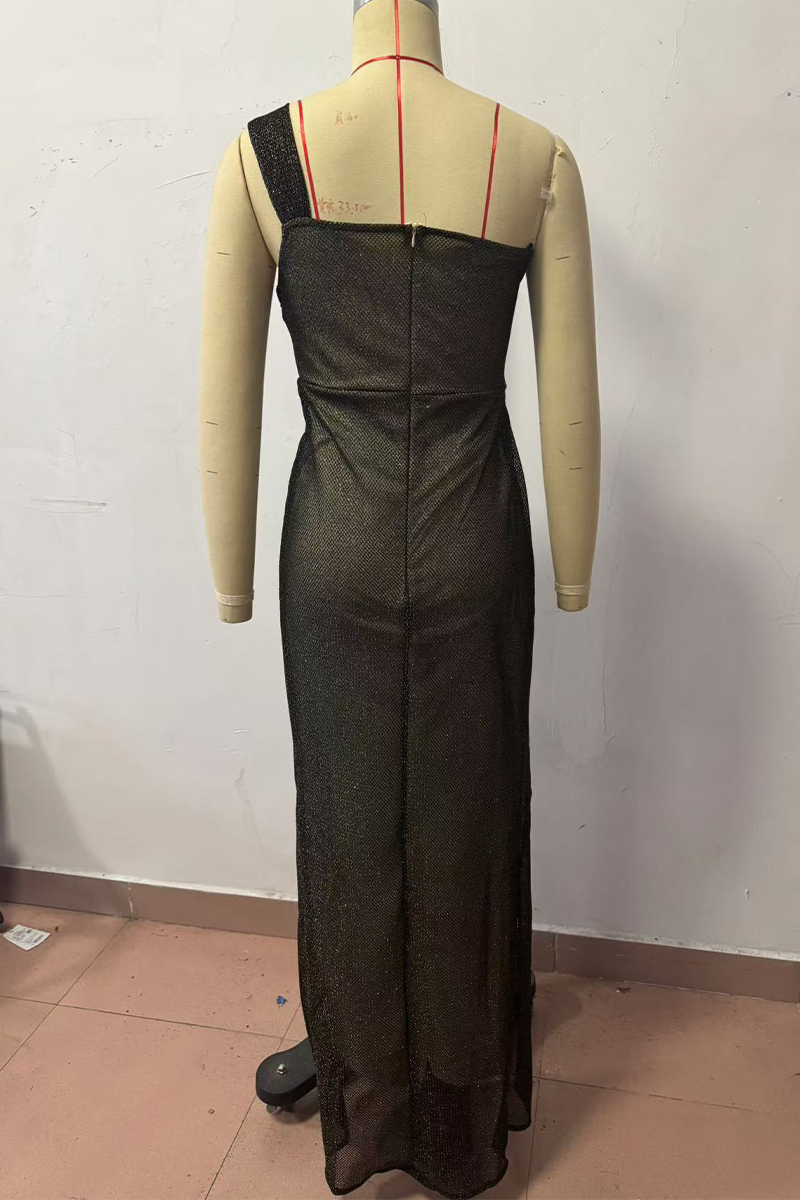 Vestidos irregulares con cuello en U y mochila con abertura sexy