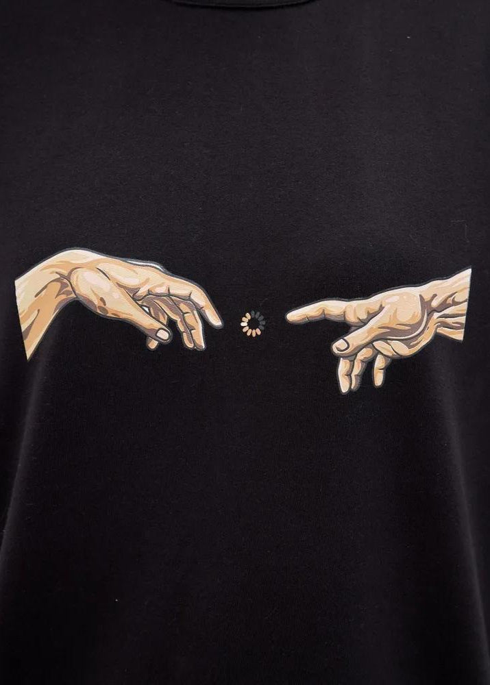 Divine Touch Graphic Tee - Black Oversized Cotton T-Shirt