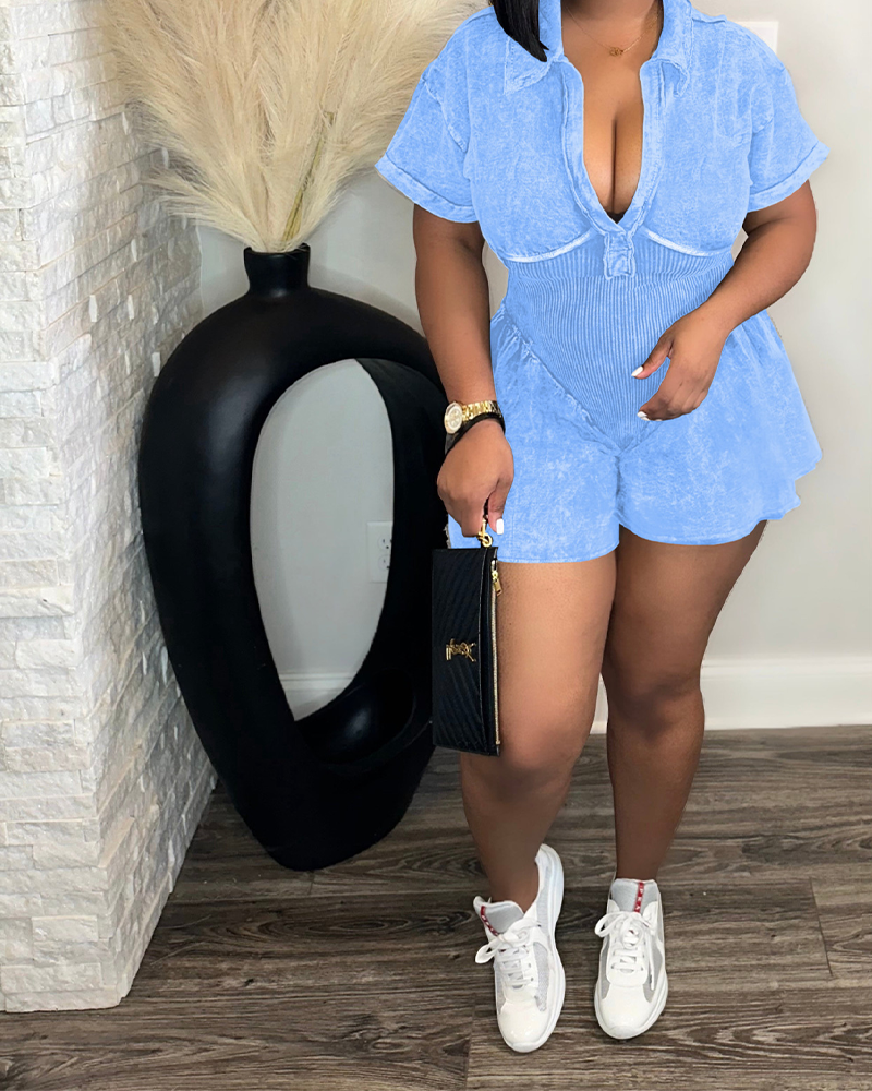 Deep V Waist Casual Jumpsuit