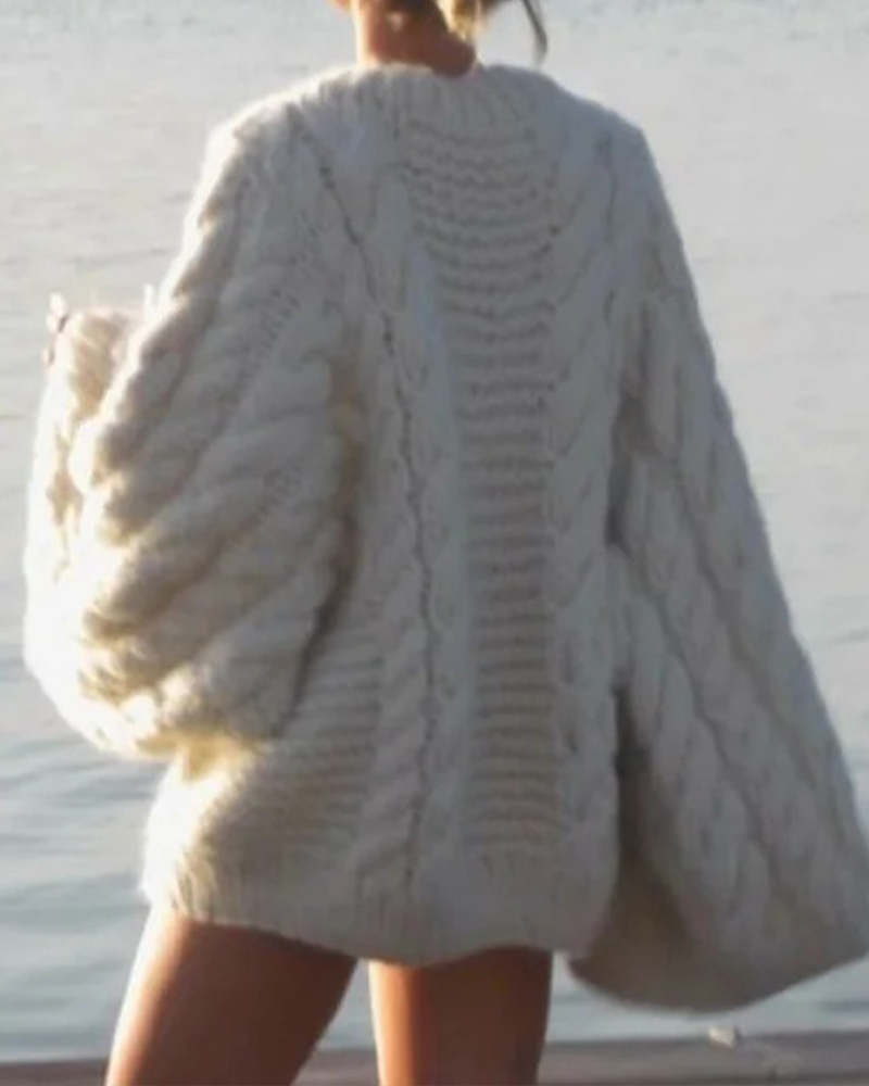 Bell-Sleeve Knitted Loose Sweater