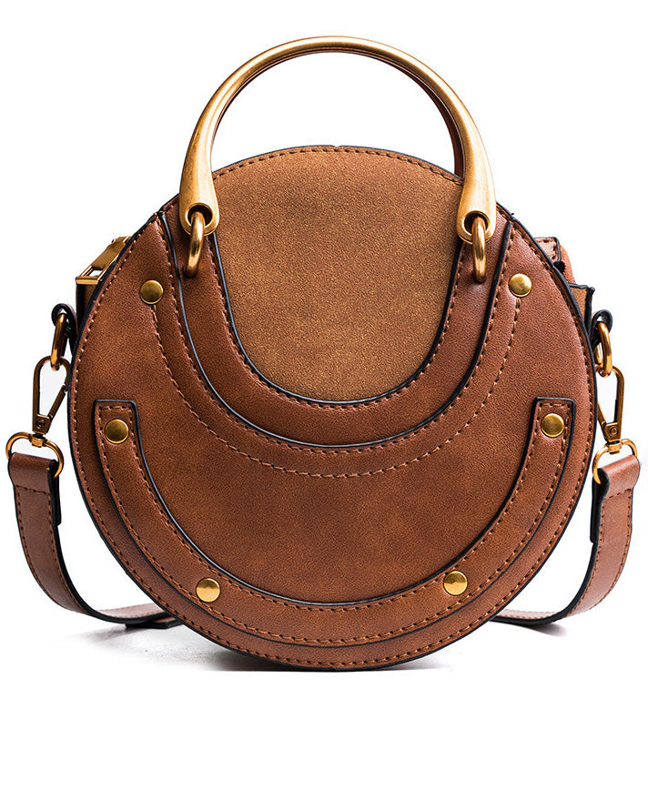 Frosted Stitching Shoulder Crossbody Round Bag