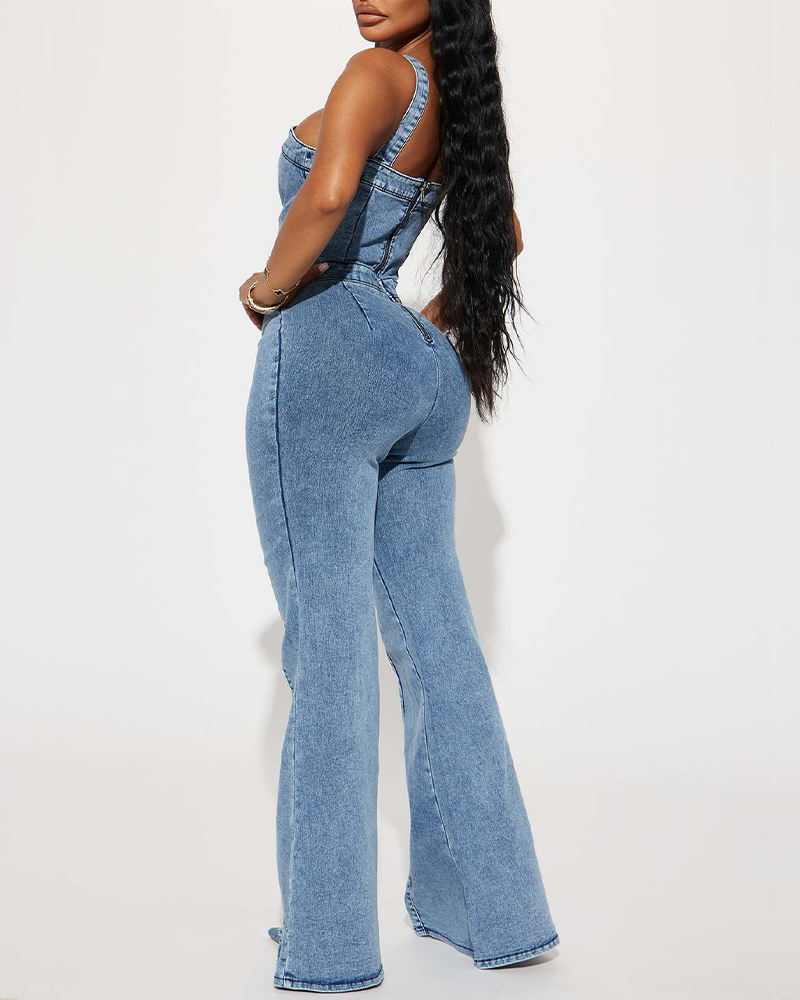 Denim Jumpsuit With Suspenders