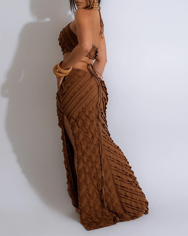 Sexy Halterneck Lace-Up Slim-Fitting Hollow Dress