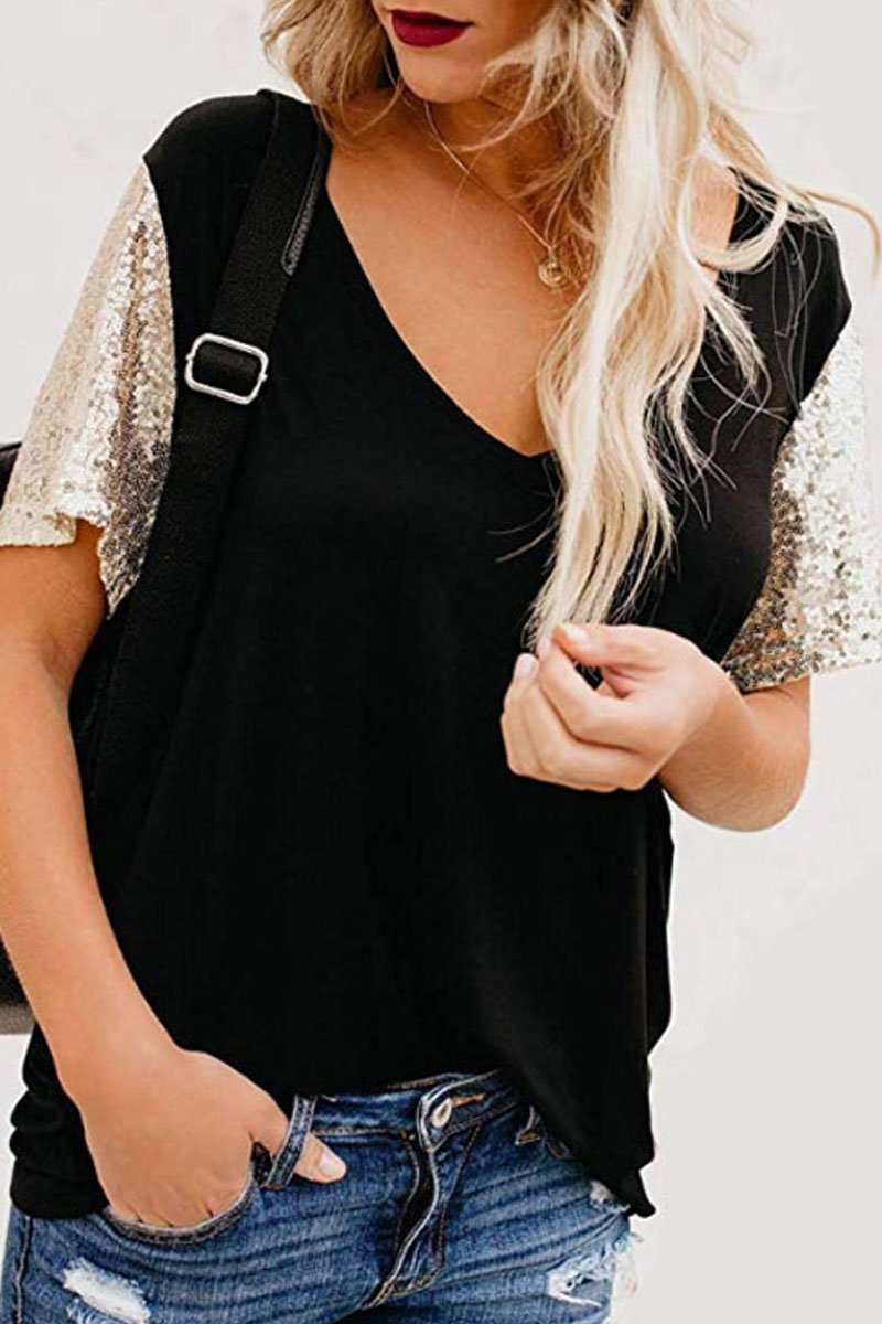Bling Patchwork Black T-shirt