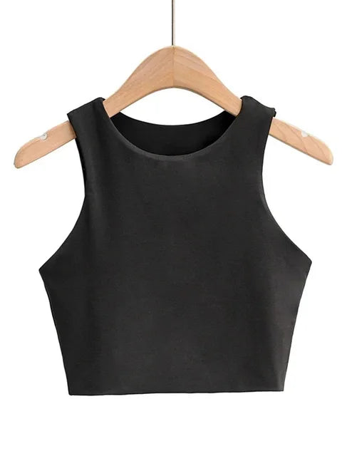 2025 Summer Fashion Women Sexy Slim Tops O-neck Sleeveless Double Nylon Ladies Good Quality Tank Tops 6 Colors
