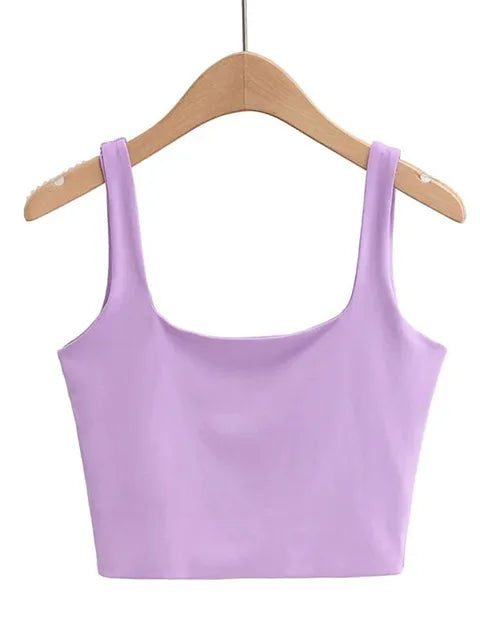 2025 Summer Women Sexy Sleeveless Tops Fashion Short Square Collar Tank Tops 6 Colors
