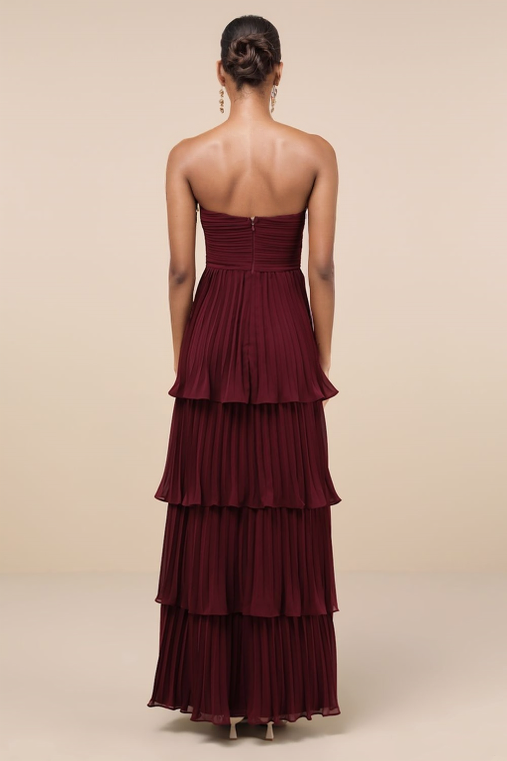 Anastasia Strapless Tiered Chiffon Maxi Dress