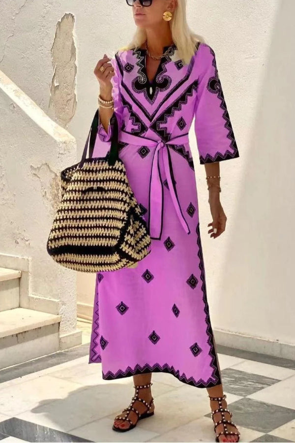 Fashion Printed Linen Bohemian Dress