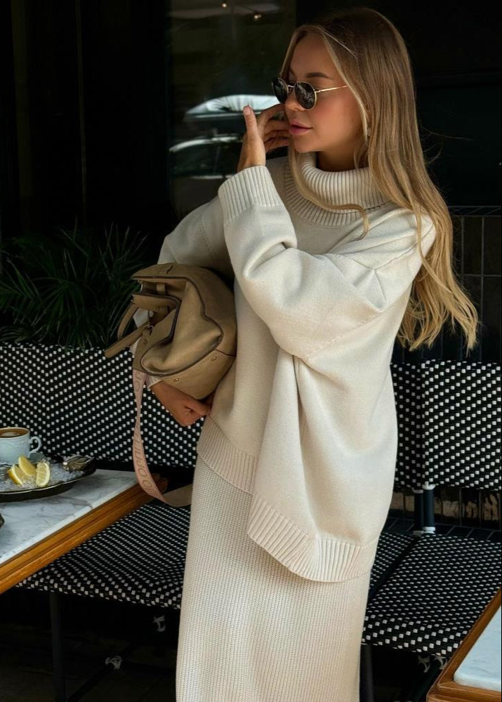 Lorienne - Oversized Knit Sweater and Maxi Skirt Set