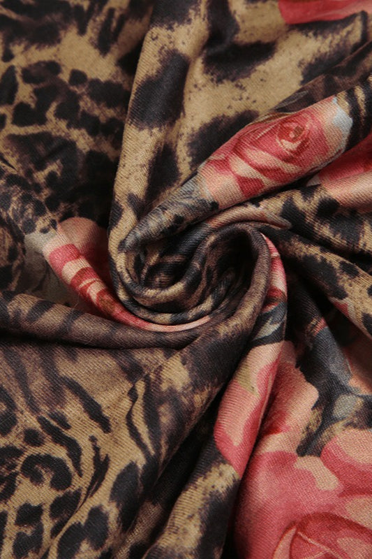 Contrast Print High Neck Blouse