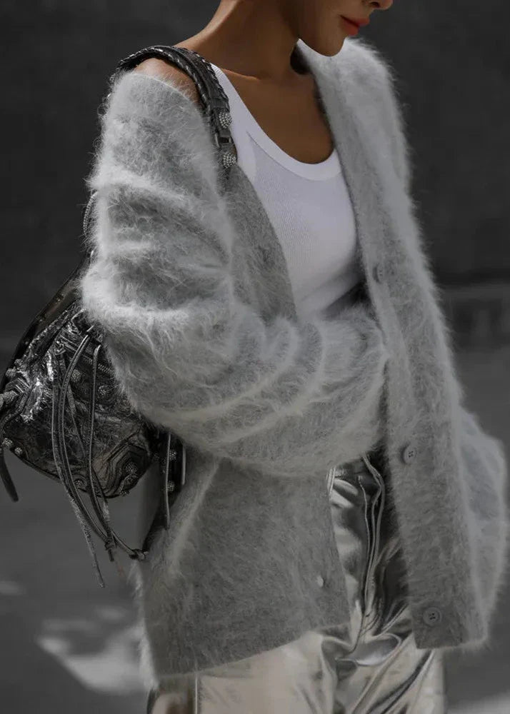 Soft Grey Button Cardigan - Effortless Elegance