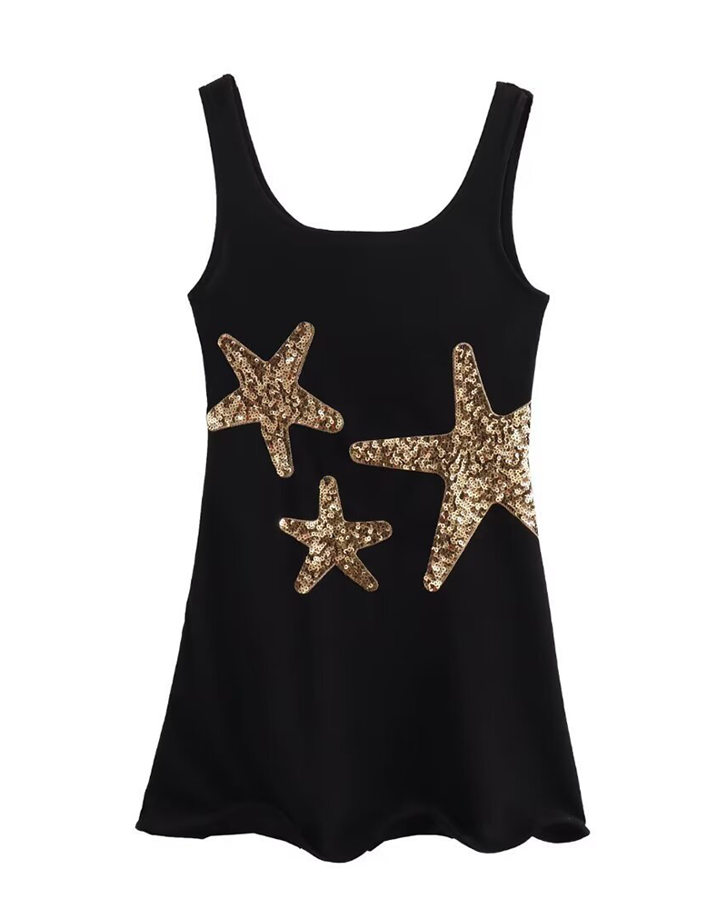 Sequined Embroidered Mini Dress