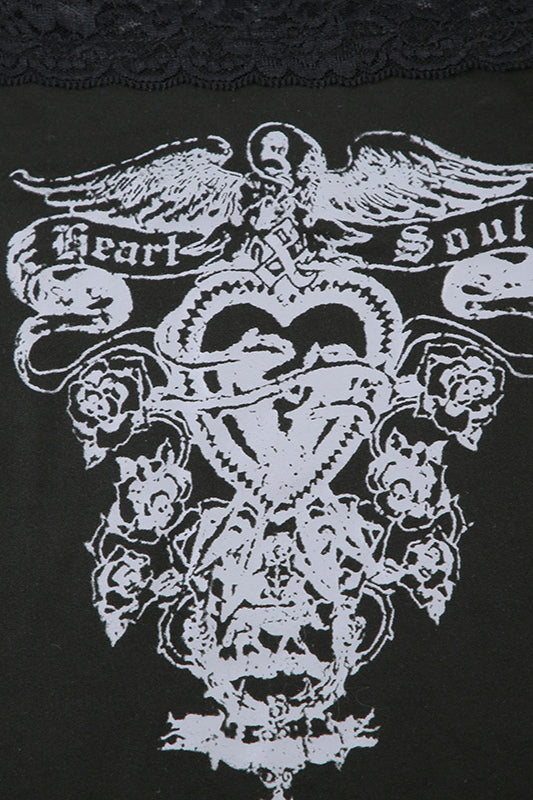 Lace Trim Off Shoulder T-shirt