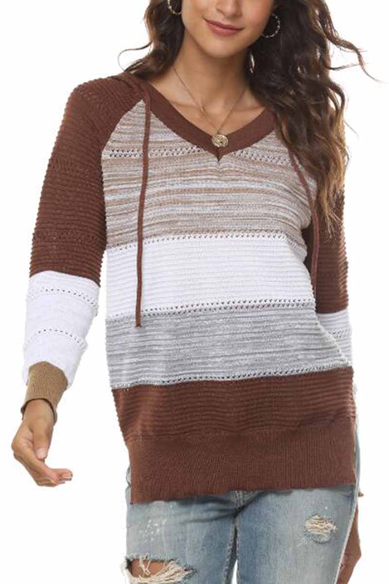 Striped Color-Block Knitted Sweater
