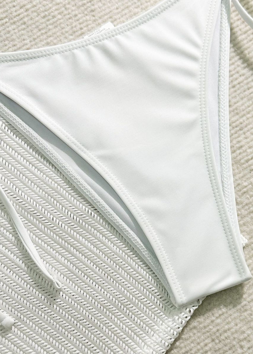 Ocean Drift - White Mesh Knit Beach Dress & Bikini Set