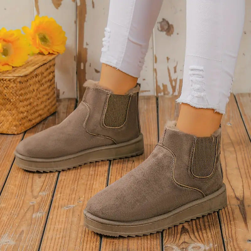 Casual Stylish Suede Ankle Boots with Fur for Women | Great for Casual Days