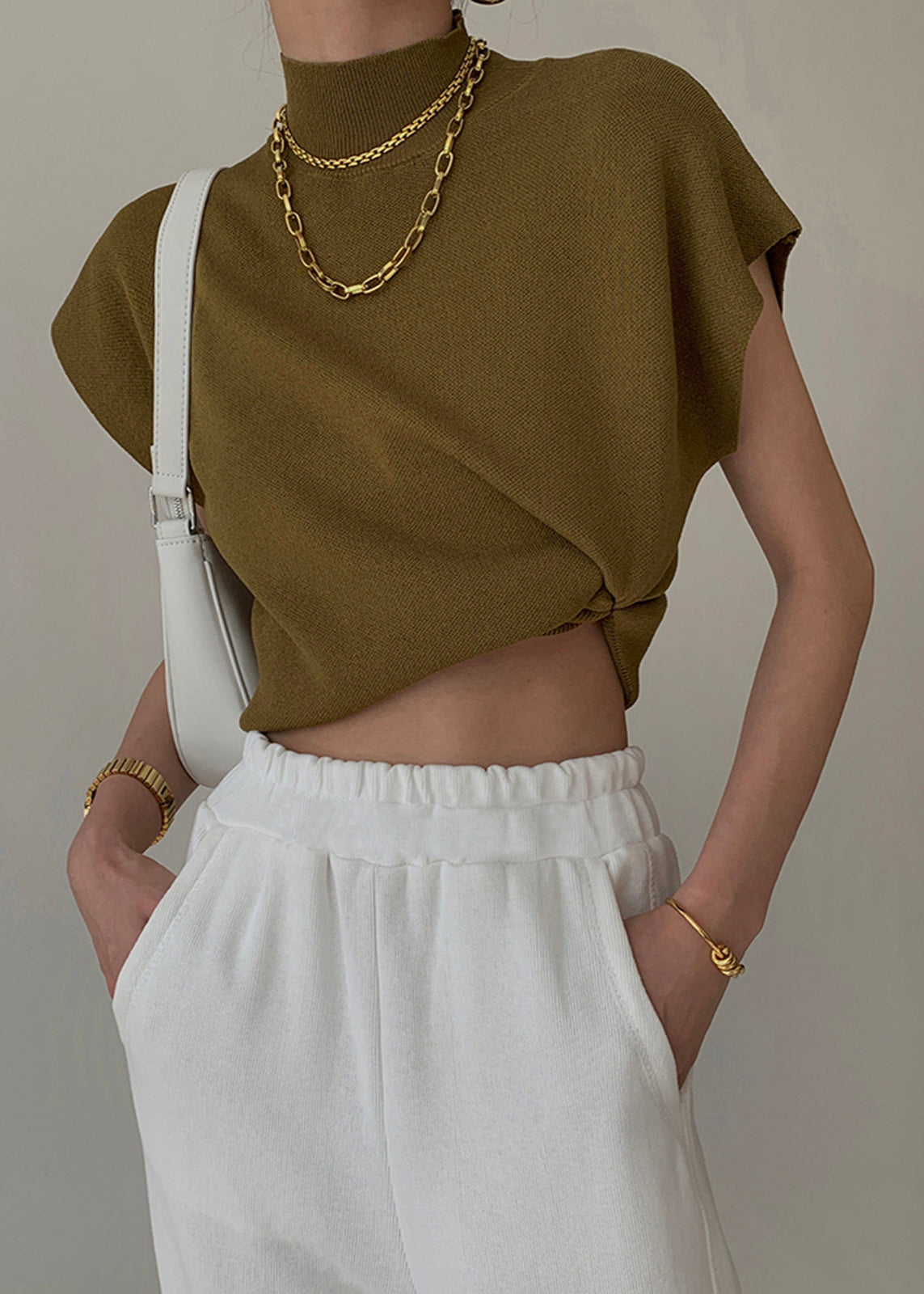 Lena Mock Neck Knit Top – Sleeveless Black Essential