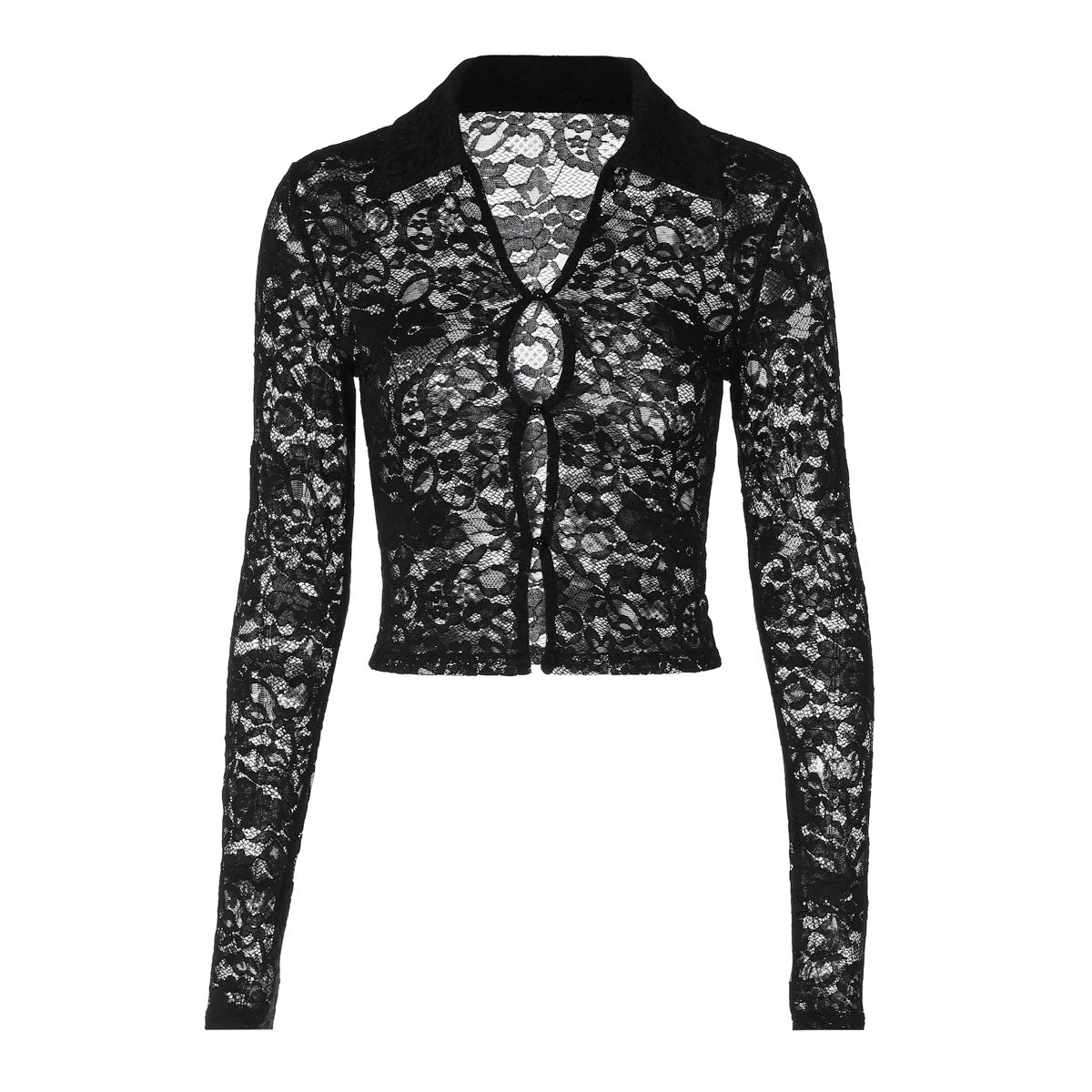 Women Clothing Spring Summer Sexy Lace Cardigan Lightweight Long Sleeved Top