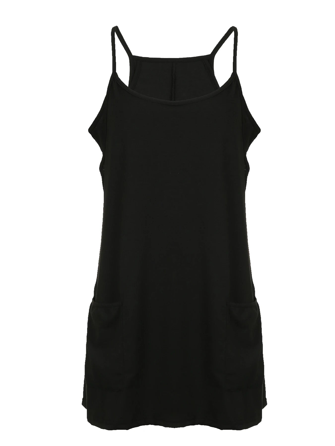 Mono negro liso de dos capas con pierna ancha para mujer, informal, holgado, sin mangas, para vacaciones de verano