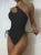 Sexy Deep V Neck One Piece Swimsuit Women Solid Yellow White Hollow Out Pleate Swimwear Beach Bandage Bathing Suit Monokini