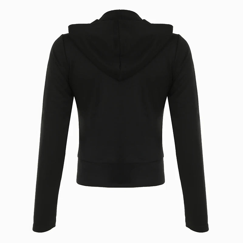 Y2k Darkly Retro Zip Up Hooded Coat Long Sleeve Basic Women s Fashion Chic Diamonds Print Sweats Cardigan