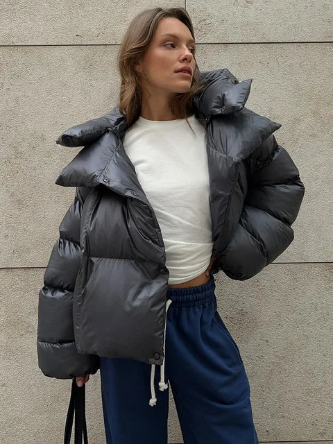 Parkas gruesas de manga larga para mujer, abrigo cálido de otoño e invierno, sudaderas de moda urbana para mujer, chaqueta acolchada de algodón para mujer 2025
