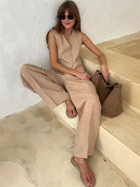 2 Piece-Set Fashion Women Wide Leg Trousers Patchwork High Waist Casual Straight Legg Outfits Vestidos Women’s Pants Sets