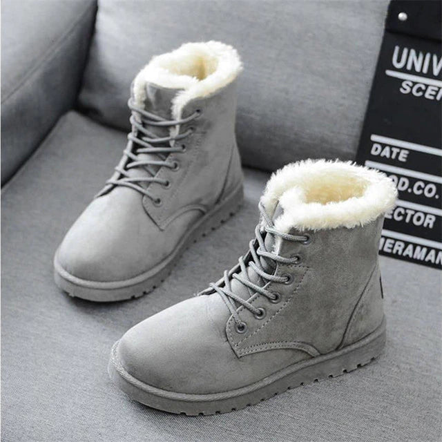 Casual Suede Winter Flat Ankle Boots with for Women | Ideal for Winter