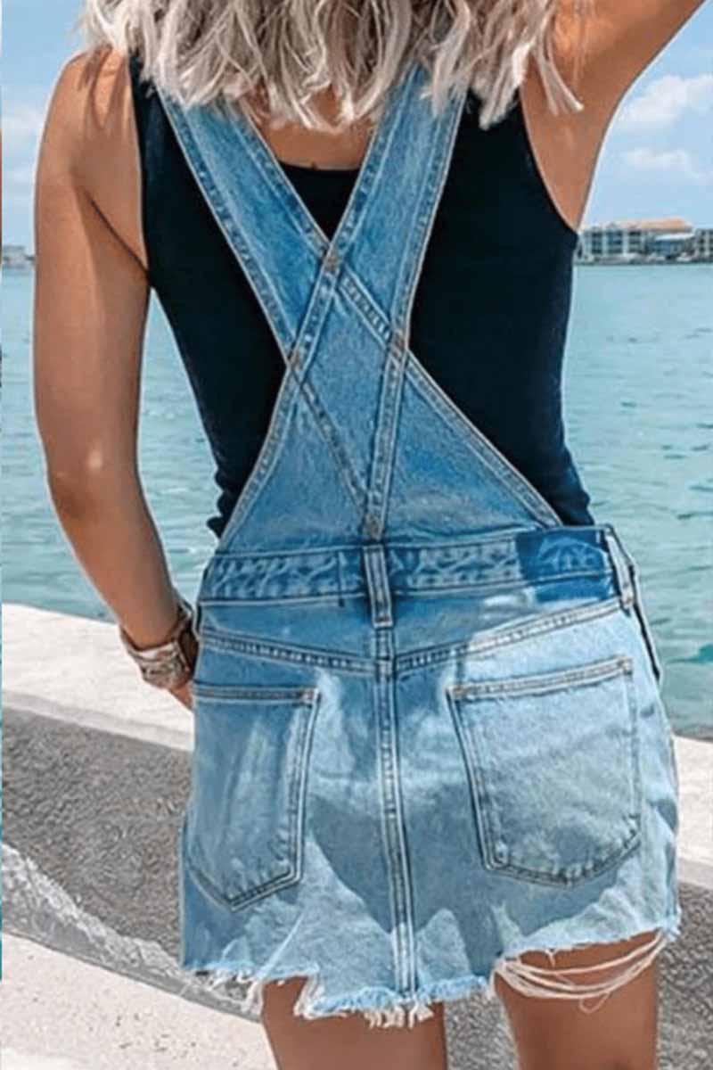 Blue Denim Casual Overall Dress