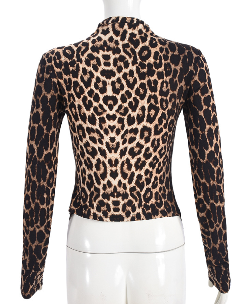 Leopard Print Drawstring Cultivation Top